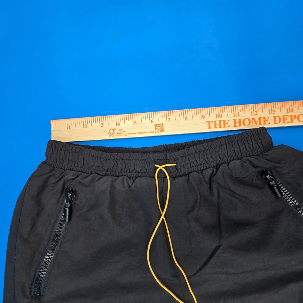 Rhude Mens Black Logo Nylon Shorts Yellow Drawstring Size M Streetwear Luxury - Picture 9 of 11
